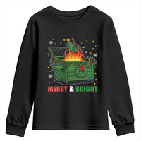 Funny Lil Dumpster Fire Christmas Youth Sweatshirt Merry And Bright Xmas Tree - Wonder Print Shop