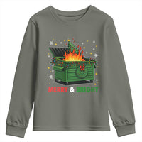 Funny Lil Dumpster Fire Christmas Youth Sweatshirt Merry And Bright Xmas Tree - Wonder Print Shop