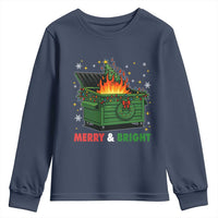 Funny Lil Dumpster Fire Christmas Youth Sweatshirt Merry And Bright Xmas Tree - Wonder Print Shop
