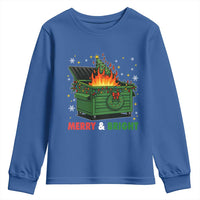 Funny Lil Dumpster Fire Christmas Youth Sweatshirt Merry And Bright Xmas Tree - Wonder Print Shop