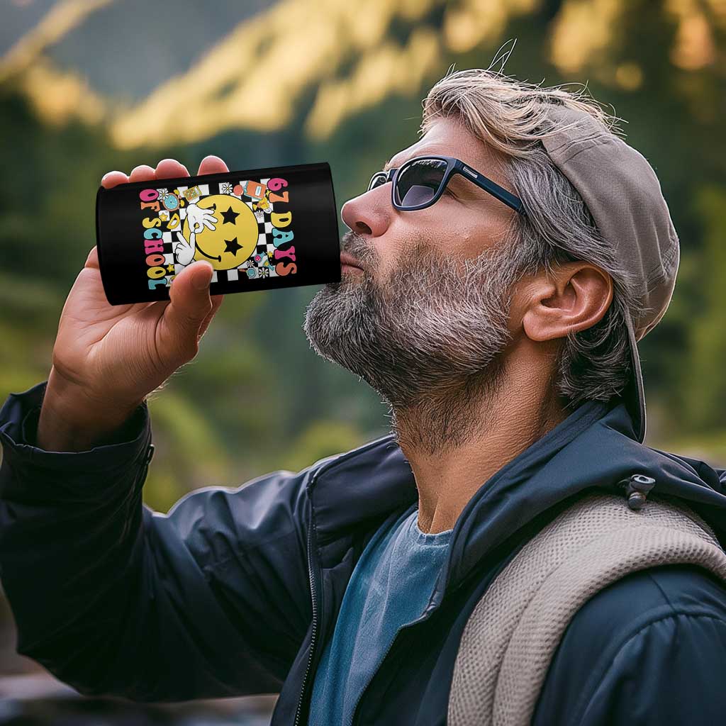 67 Days Of School 4 in 1 Can Cooler Tumbler Six Seven Meme Student Teacher - Wonder Print Shop