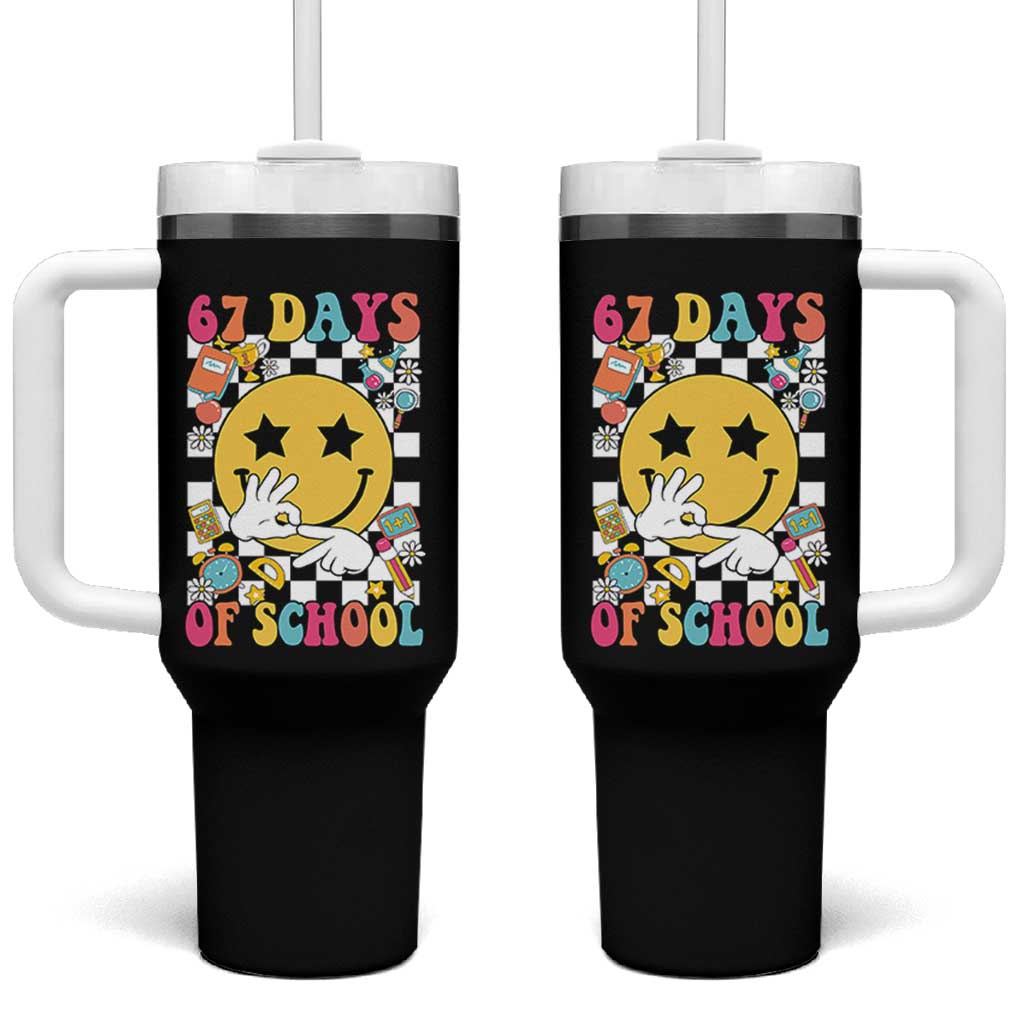 67 Days Of School Tumbler With Handle Six Seven Meme Student Teacher - Wonder Print Shop
