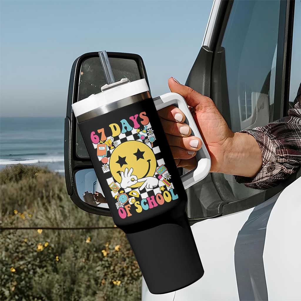 67 Days Of School Tumbler With Handle Six Seven Meme Student Teacher - Wonder Print Shop