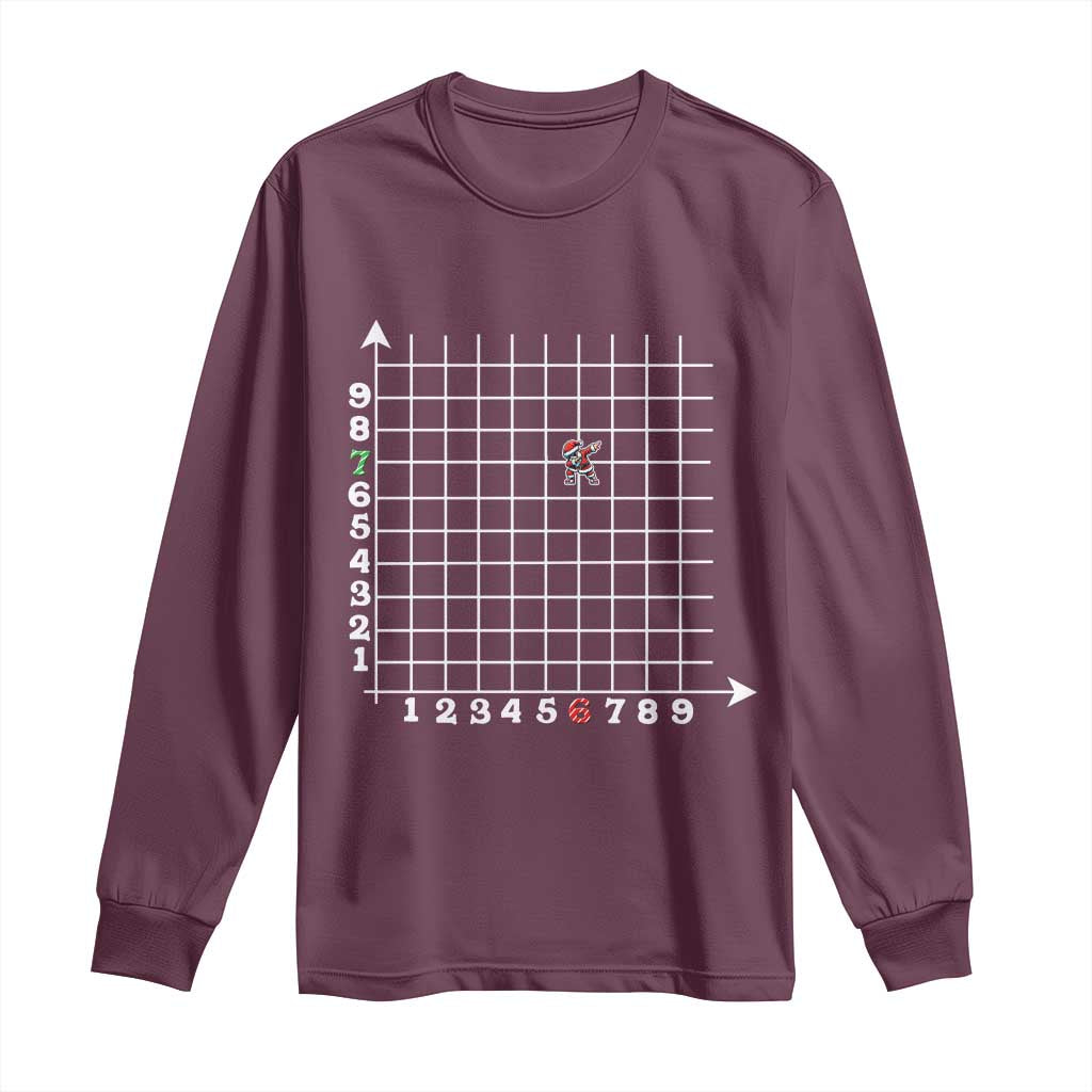 Funny 67 Math Coordinates Christmas Long Sleeve Shirt Dabbing Santa Teacher Student Six Seven Meme - Wonder Print Shop