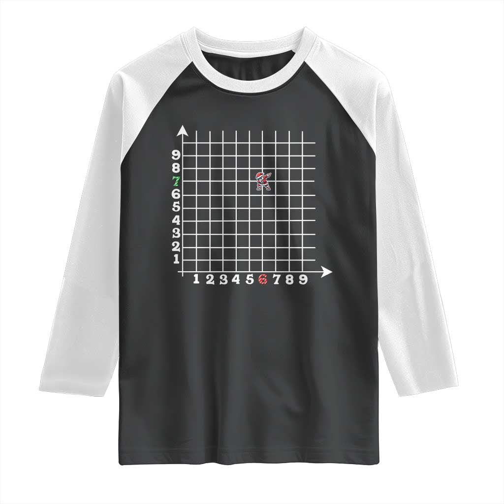 Funny 67 Math Coordinates Christmas Raglan Shirt Dabbing Santa Teacher Student Six Seven Meme - Wonder Print Shop