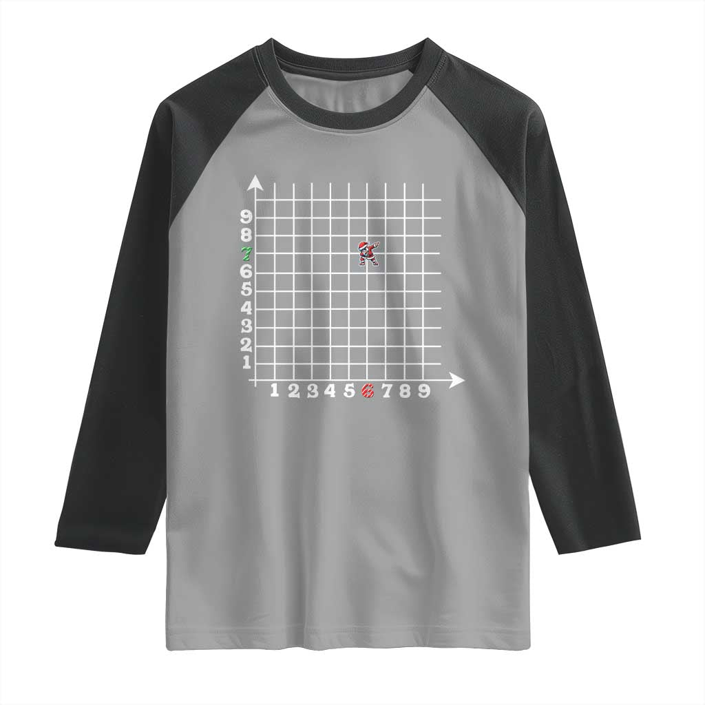 Funny 67 Math Coordinates Christmas Raglan Shirt Dabbing Santa Teacher Student Six Seven Meme - Wonder Print Shop