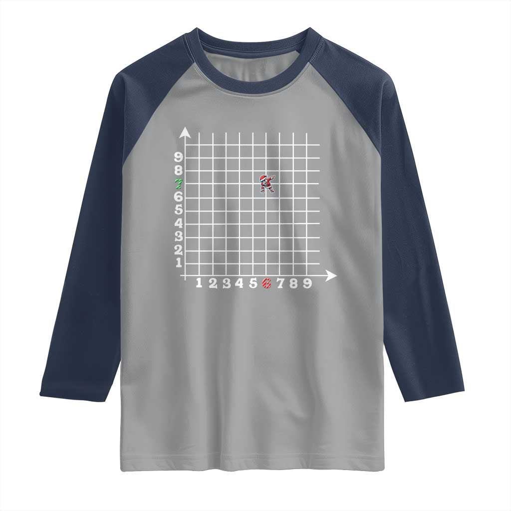 Funny 67 Math Coordinates Christmas Raglan Shirt Dabbing Santa Teacher Student Six Seven Meme - Wonder Print Shop