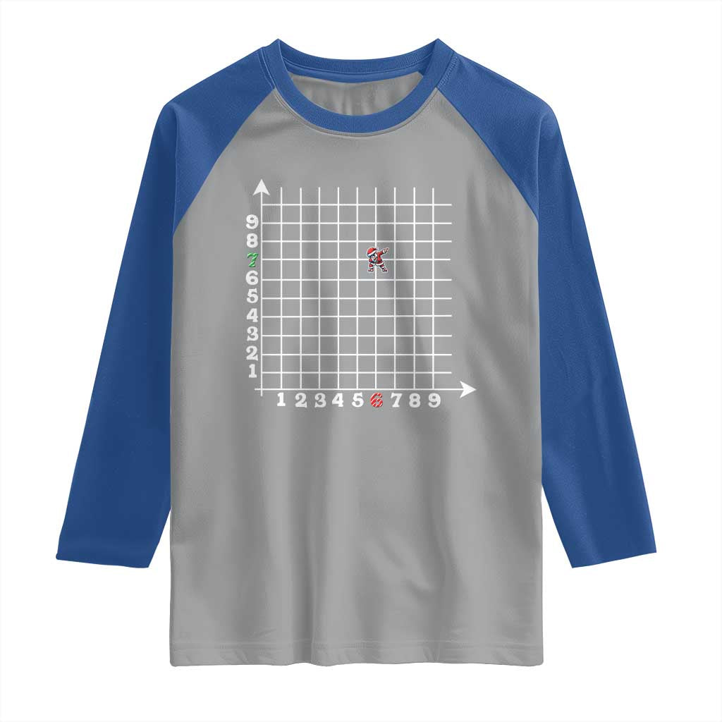Funny 67 Math Coordinates Christmas Raglan Shirt Dabbing Santa Teacher Student Six Seven Meme - Wonder Print Shop