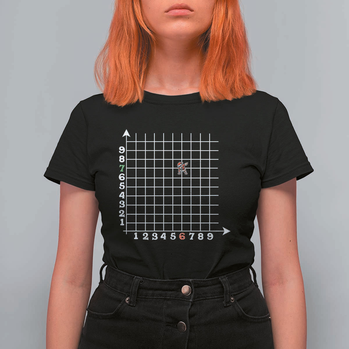 Funny 67 Math Coordinates Christmas T Shirt For Women Dabbing Santa Teacher Student Six Seven Meme - Wonder Print Shop