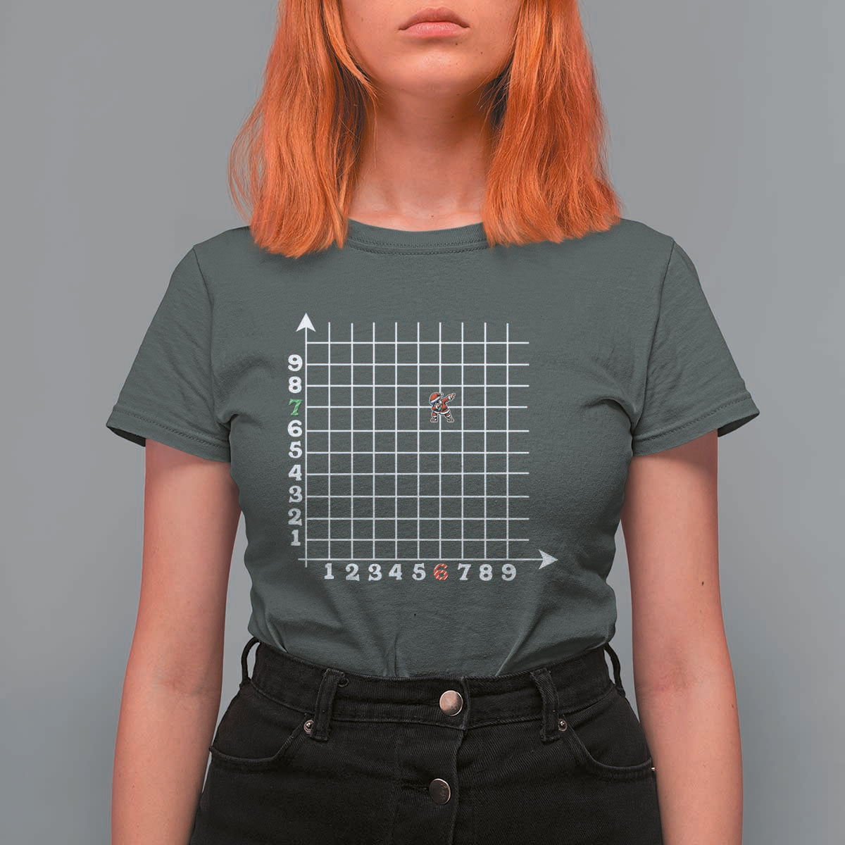 Funny 67 Math Coordinates Christmas T Shirt For Women Dabbing Santa Teacher Student Six Seven Meme - Wonder Print Shop