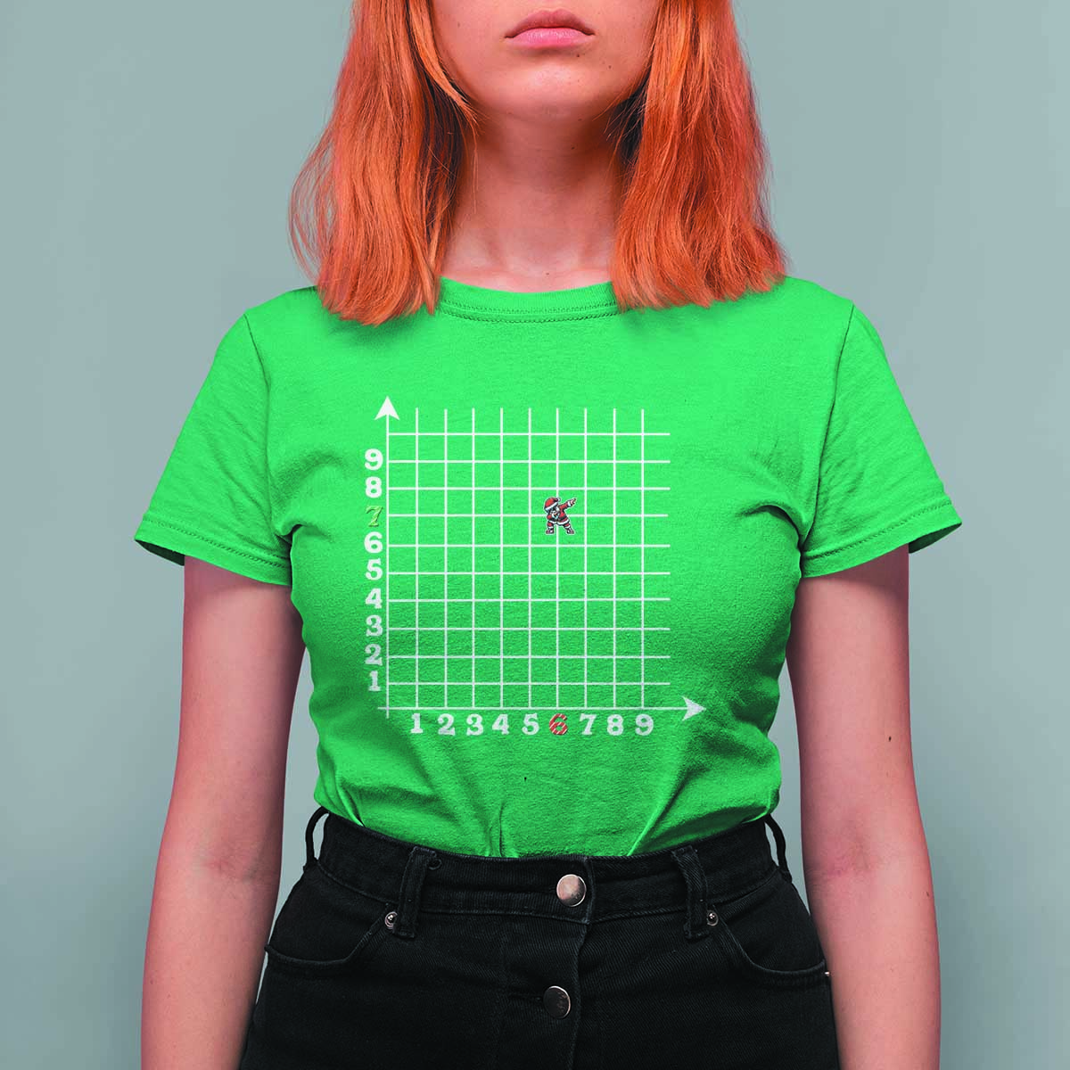 Funny 67 Math Coordinates Christmas T Shirt For Women Dabbing Santa Teacher Student Six Seven Meme - Wonder Print Shop