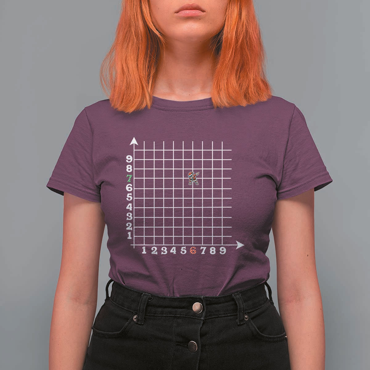 Funny 67 Math Coordinates Christmas T Shirt For Women Dabbing Santa Teacher Student Six Seven Meme - Wonder Print Shop