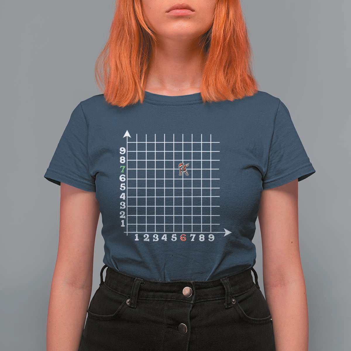 Funny 67 Math Coordinates Christmas T Shirt For Women Dabbing Santa Teacher Student Six Seven Meme - Wonder Print Shop