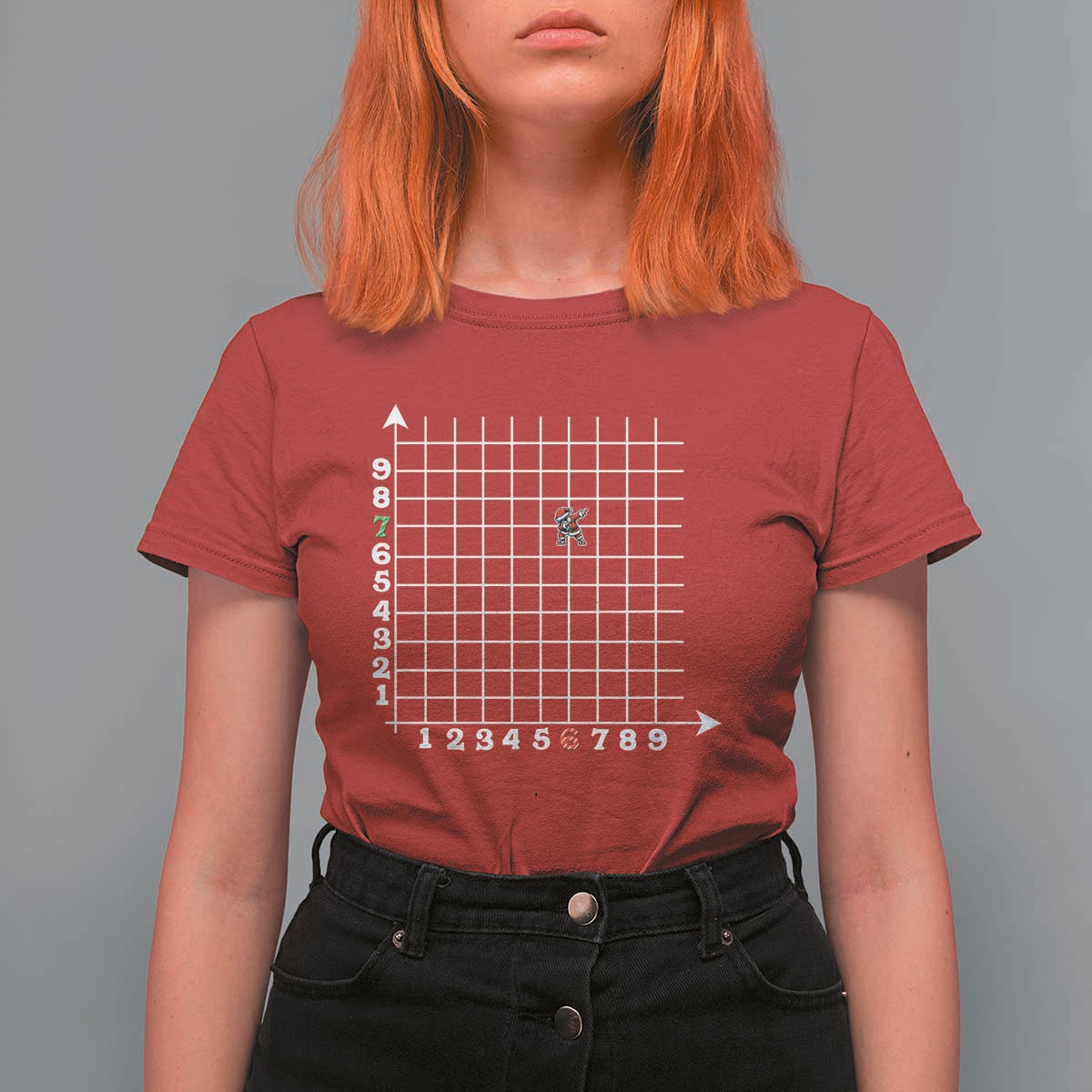 Funny 67 Math Coordinates Christmas T Shirt For Women Dabbing Santa Teacher Student Six Seven Meme - Wonder Print Shop