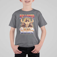 Funny Muscle Jesus Weightlifting T Shirt For Kid Hallowed Be Thy Gains Workout Humor - Wonder Print Shop