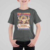 Funny Muscle Jesus Weightlifting T Shirt For Kid Hallowed Be Thy Gains Workout Humor - Wonder Print Shop