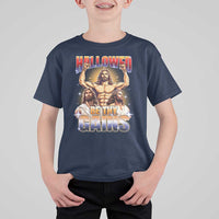 Funny Muscle Jesus Weightlifting T Shirt For Kid Hallowed Be Thy Gains Workout Humor - Wonder Print Shop