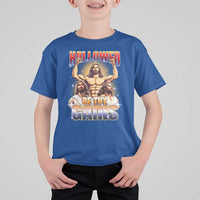 Funny Muscle Jesus Weightlifting T Shirt For Kid Hallowed Be Thy Gains Workout Humor - Wonder Print Shop