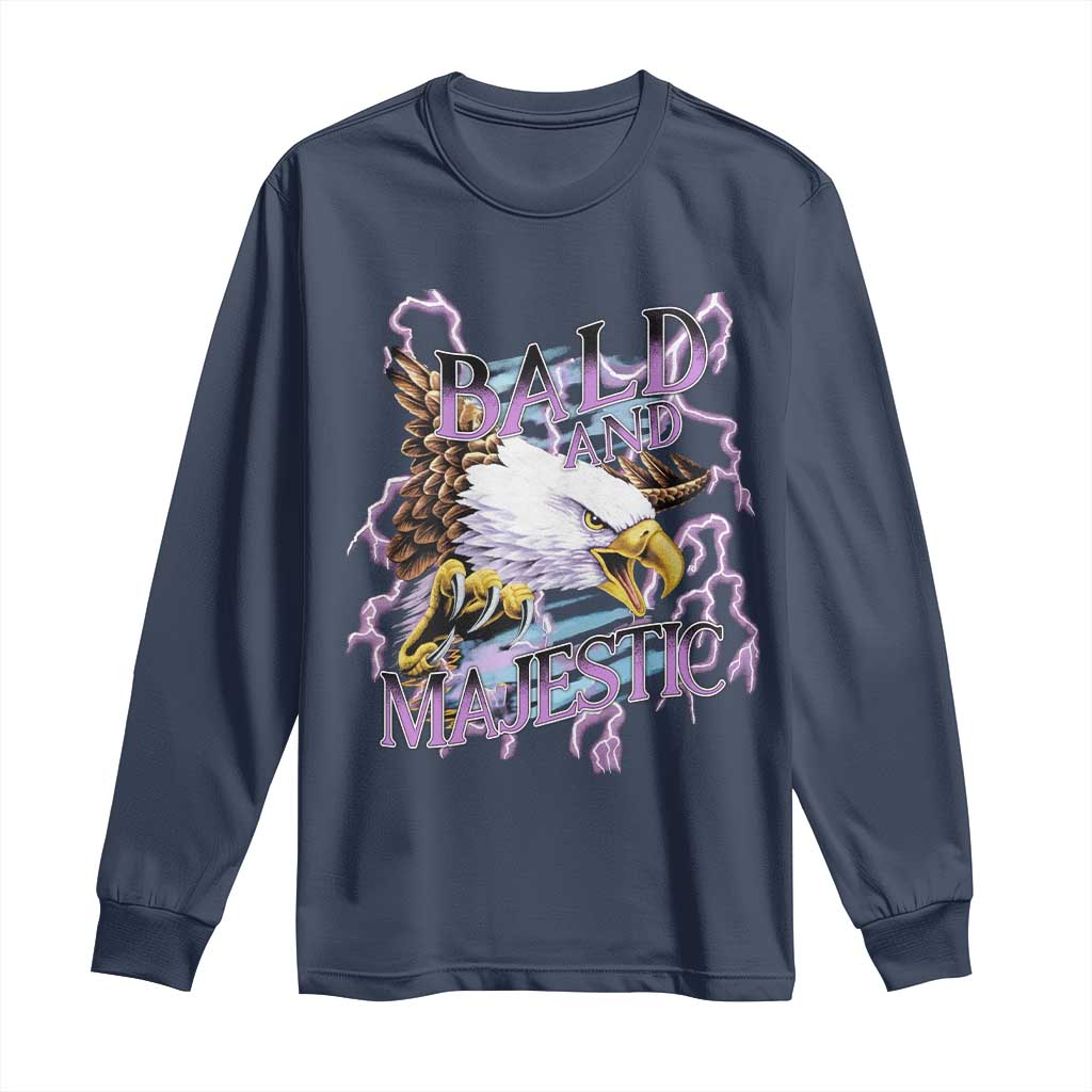 Funny Eagle Bald And Majestic Long Sleeve Shirt Vintage Storm Thunder