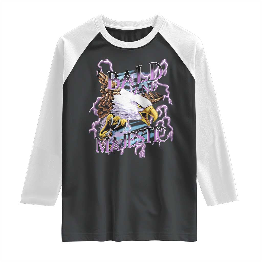 Funny Eagle Bald And Majestic Raglan Shirt Vintage Storm Thunder