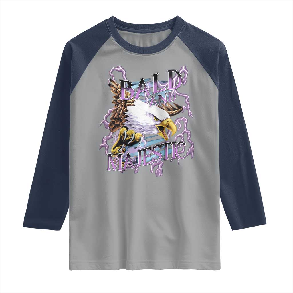 Funny Eagle Bald And Majestic Raglan Shirt Vintage Storm Thunder