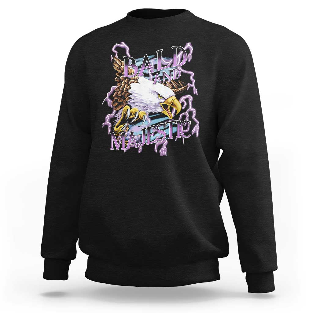 Funny Eagle Bald And Majestic Sweatshirt Vintage Storm Thunder - Wonder Print Shop