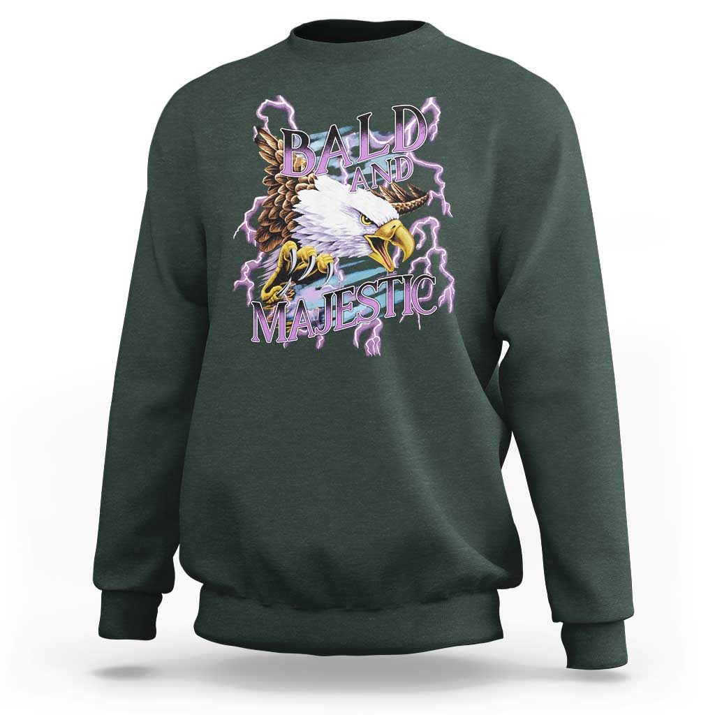 Funny Eagle Bald And Majestic Sweatshirt Vintage Storm Thunder - Wonder Print Shop