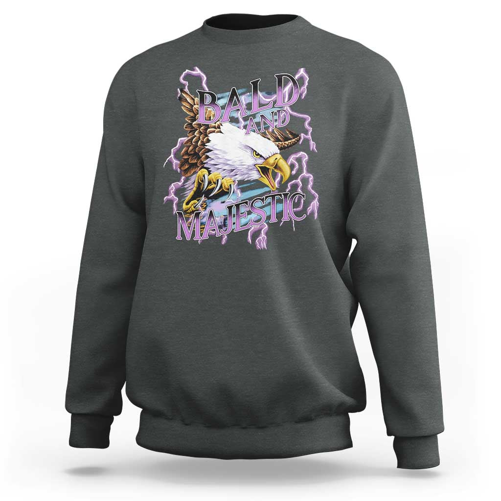 Funny Eagle Bald And Majestic Sweatshirt Vintage Storm Thunder - Wonder Print Shop