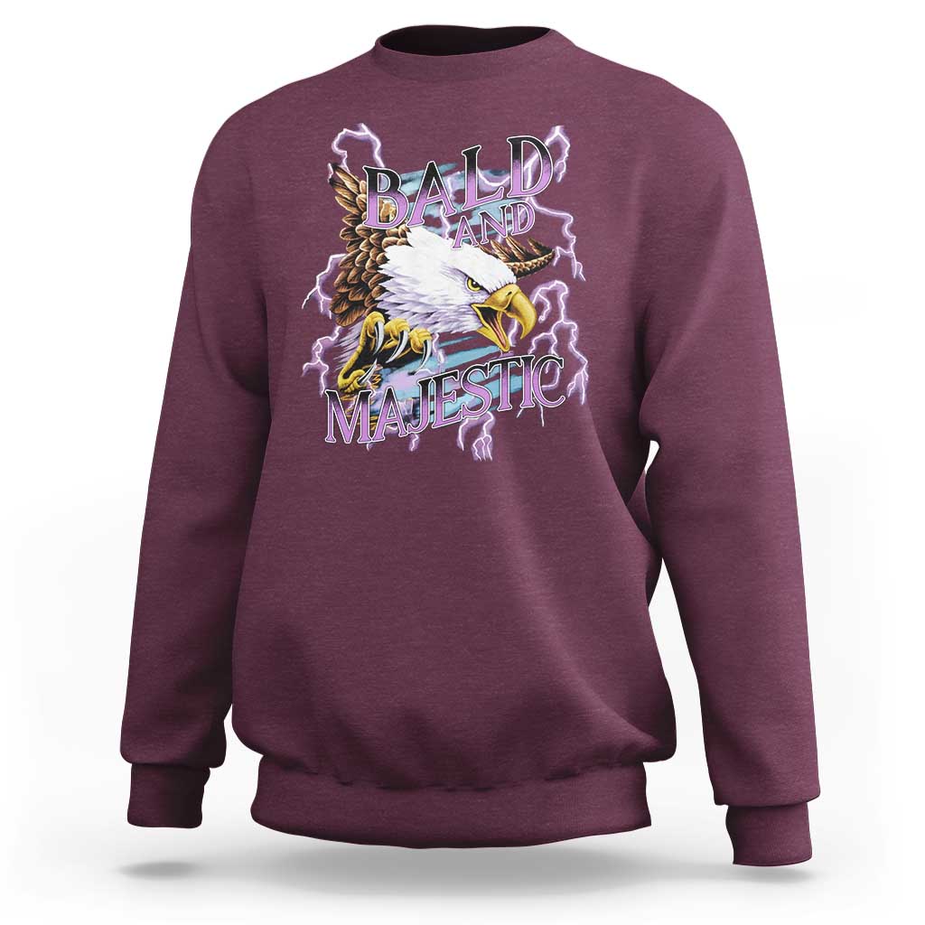 Funny Eagle Bald And Majestic Sweatshirt Vintage Storm Thunder - Wonder Print Shop