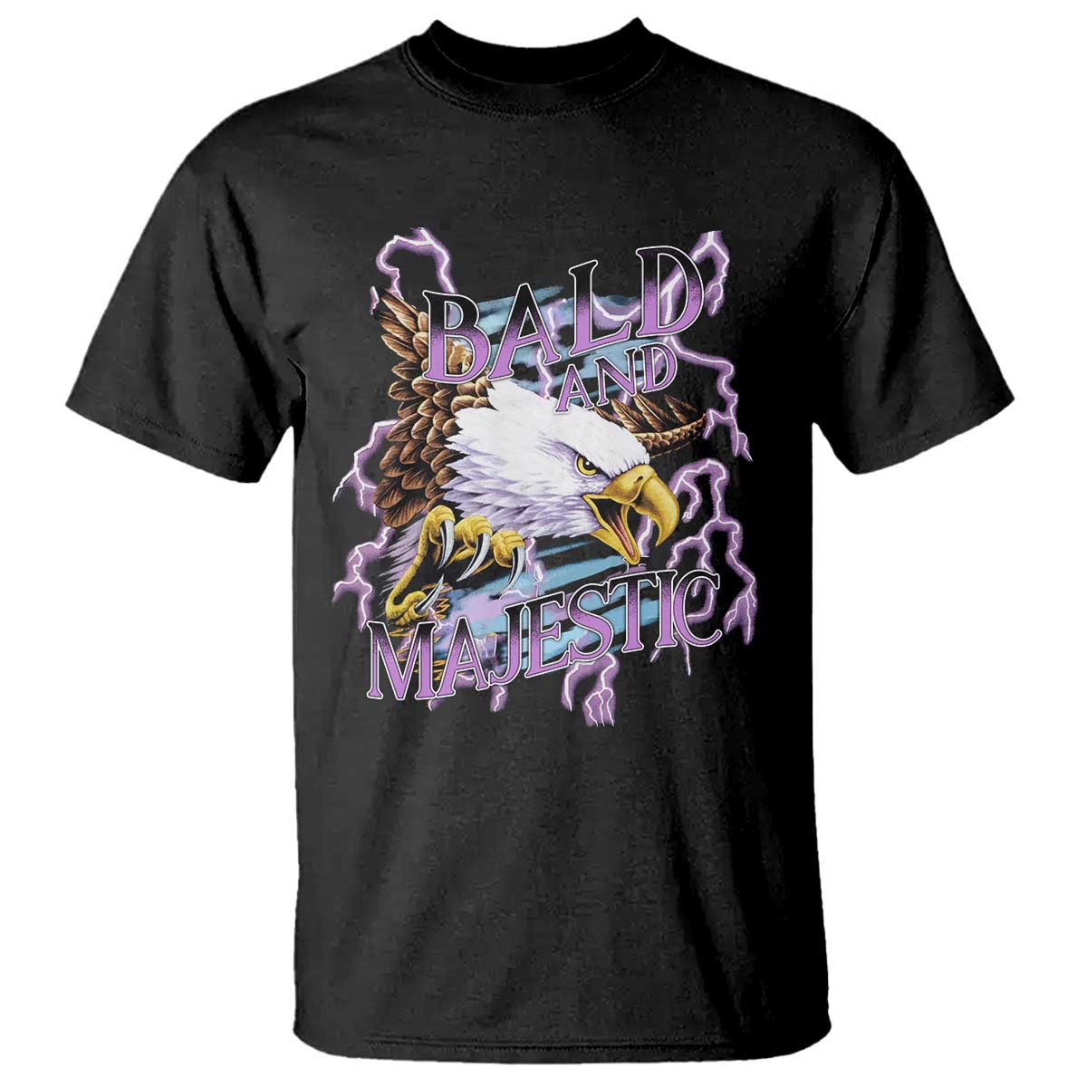 Funny Eagle Bald And Majestic T Shirt Vintage Storm Thunder - Wonder Print Shop