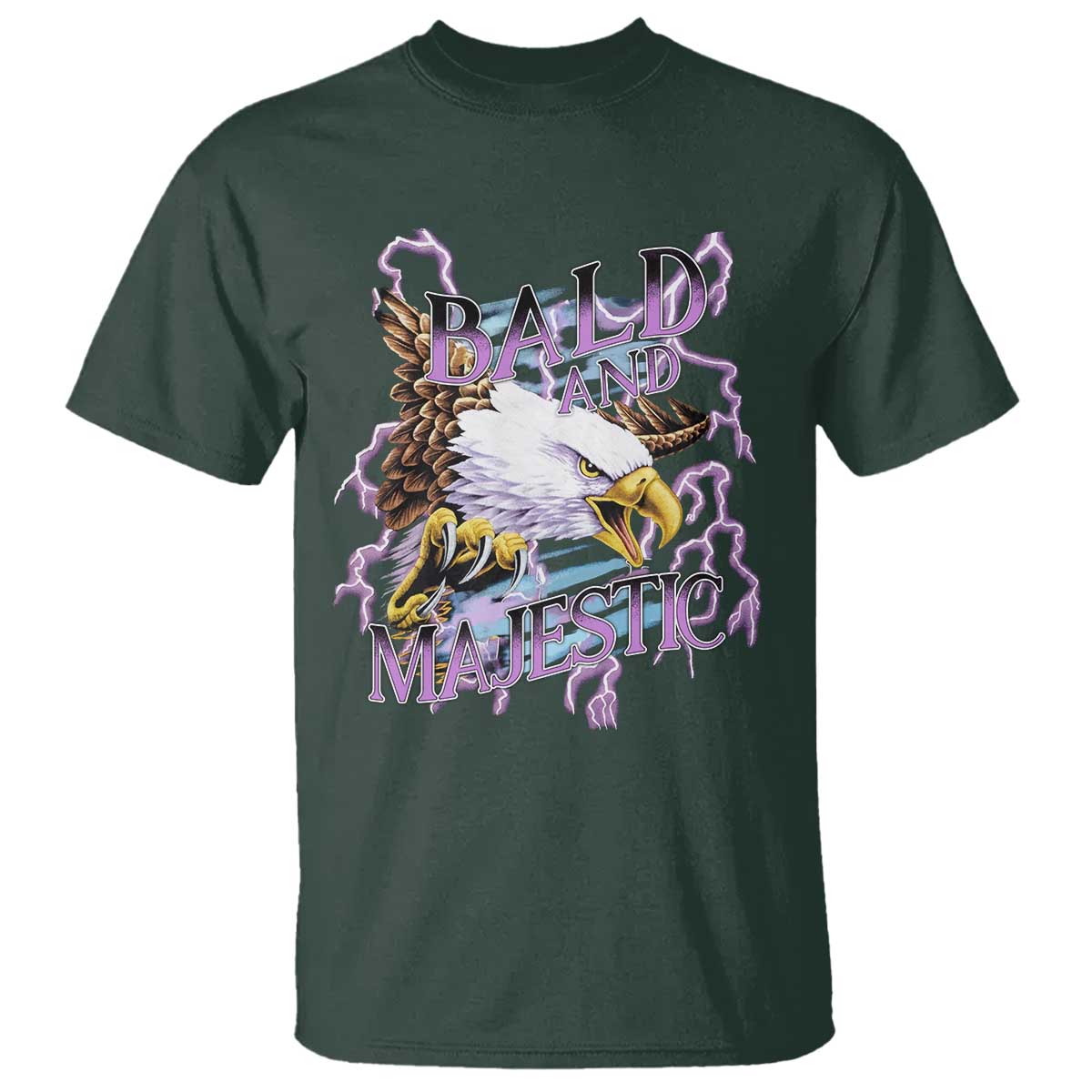 Funny Eagle Bald And Majestic T Shirt Vintage Storm Thunder - Wonder Print Shop