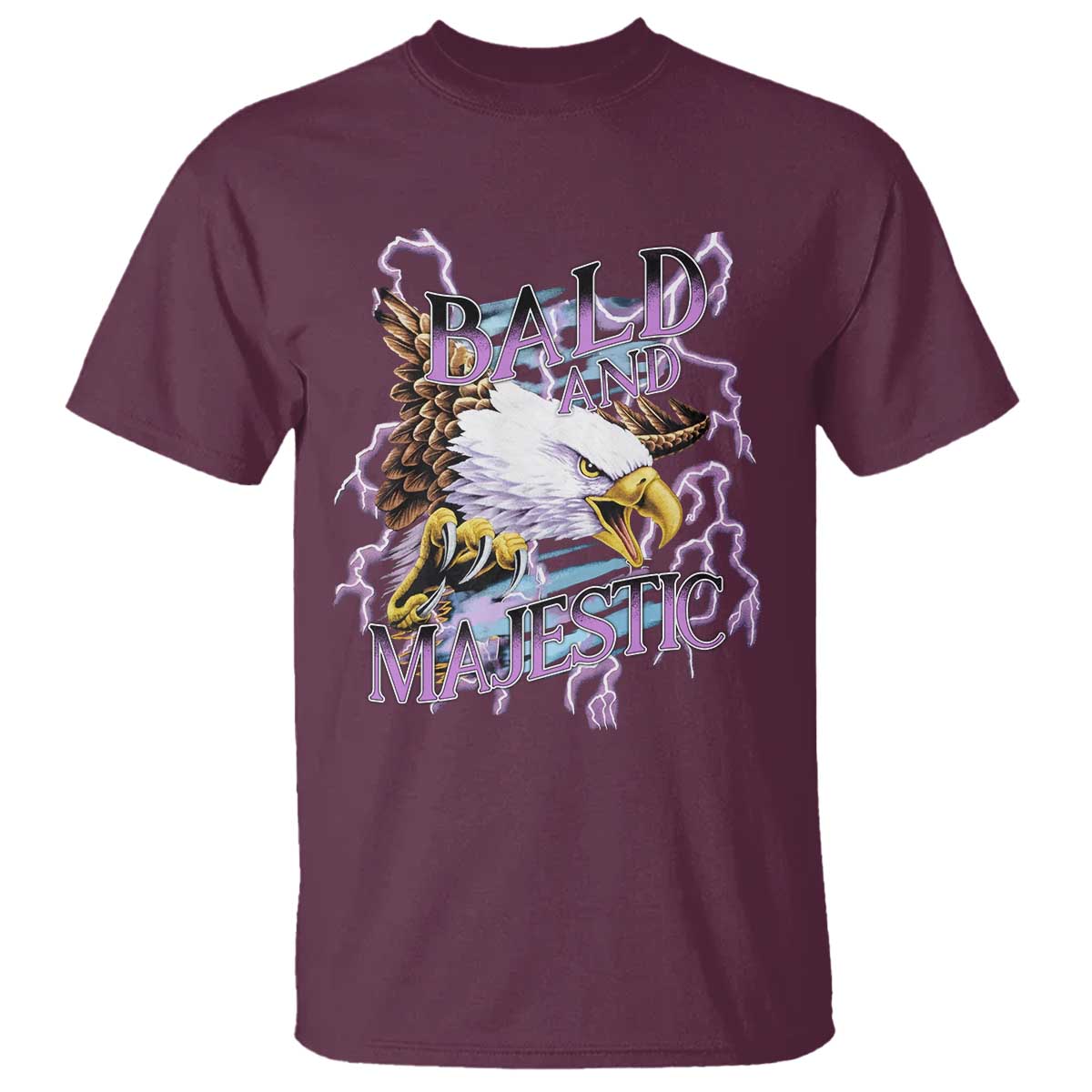 Funny Eagle Bald And Majestic T Shirt Vintage Storm Thunder - Wonder Print Shop