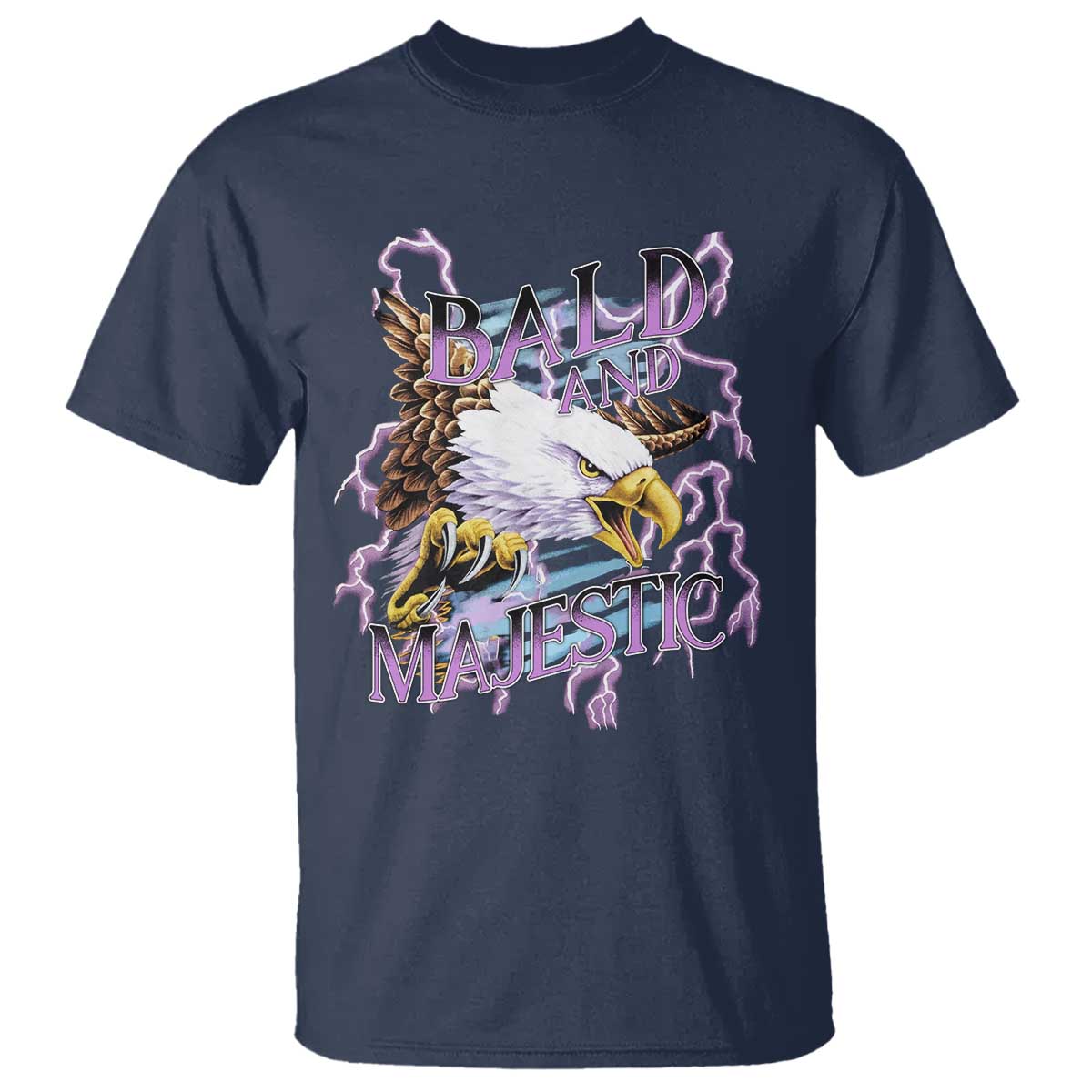 Funny Eagle Bald And Majestic T Shirt Vintage Storm Thunder - Wonder Print Shop