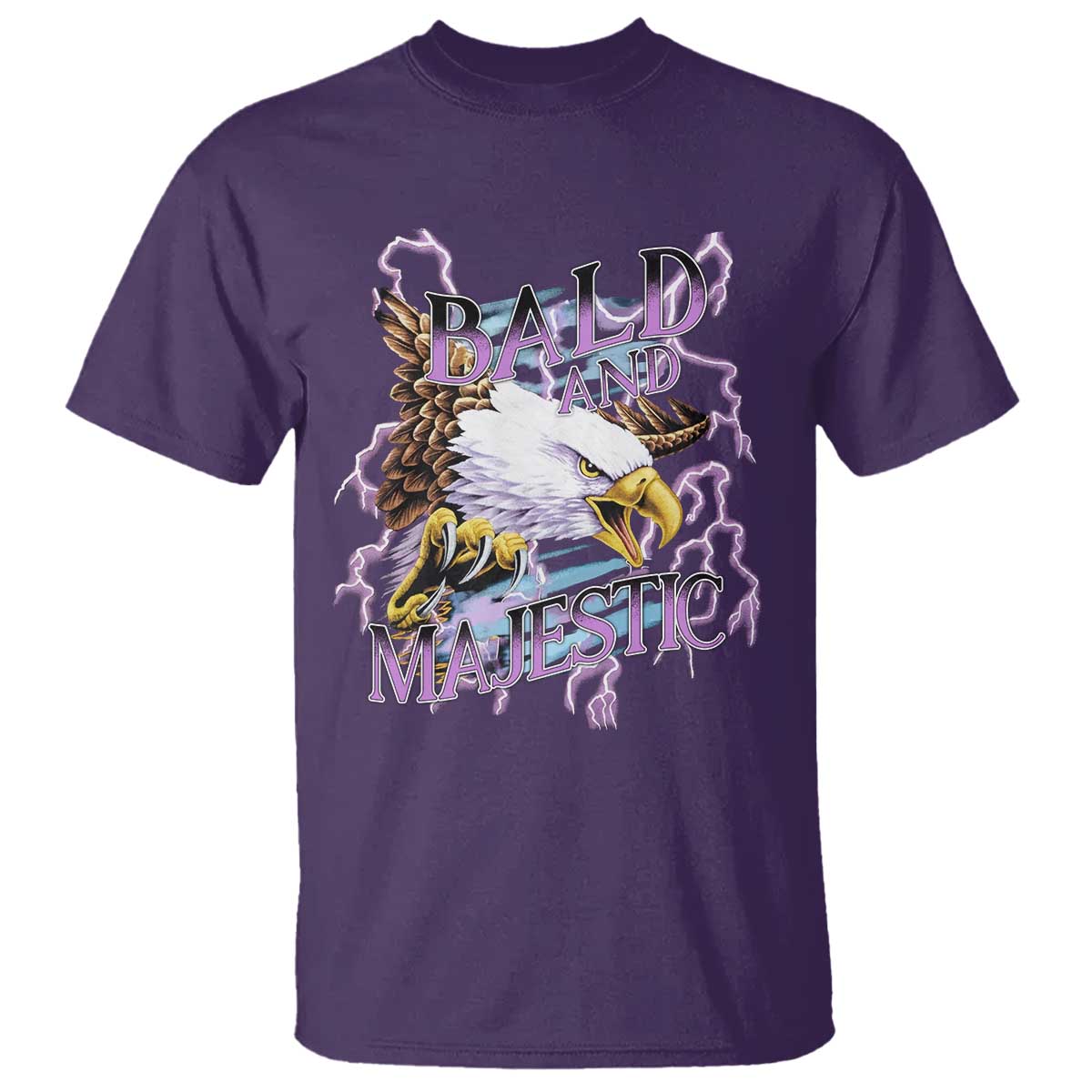 Funny Eagle Bald And Majestic T Shirt Vintage Storm Thunder - Wonder Print Shop