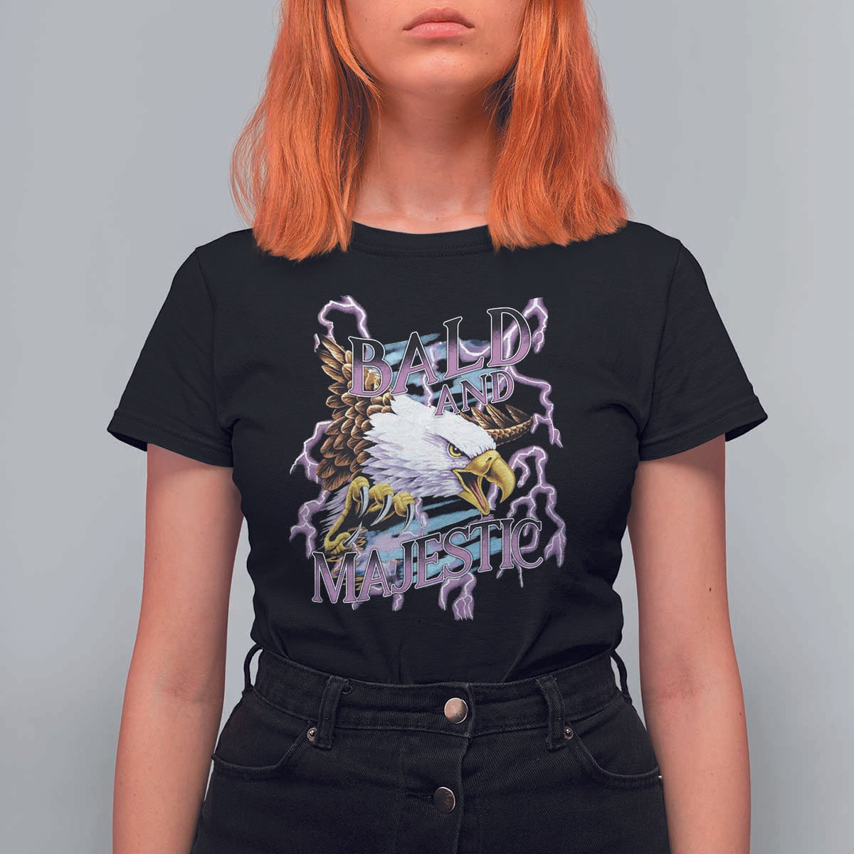 Funny Eagle Bald And Majestic T Shirt For Women Vintage Storm Thunder - Wonder Print Shop