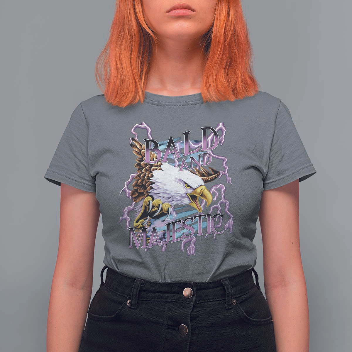 Funny Eagle Bald And Majestic T Shirt For Women Vintage Storm Thunder - Wonder Print Shop