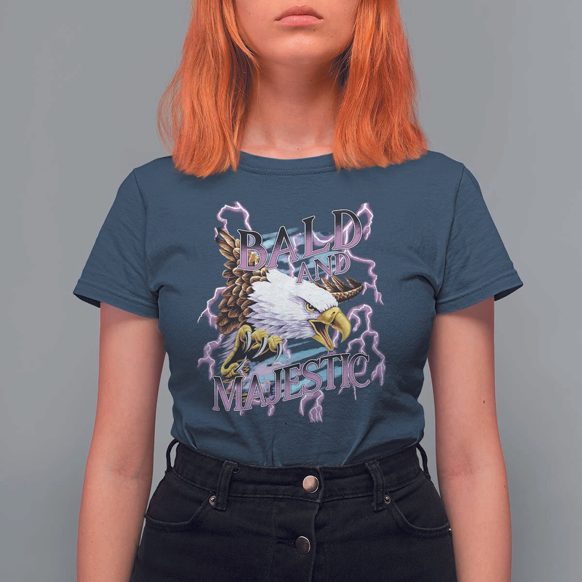 Funny Eagle Bald And Majestic T Shirt For Women Vintage Storm Thunder - Wonder Print Shop