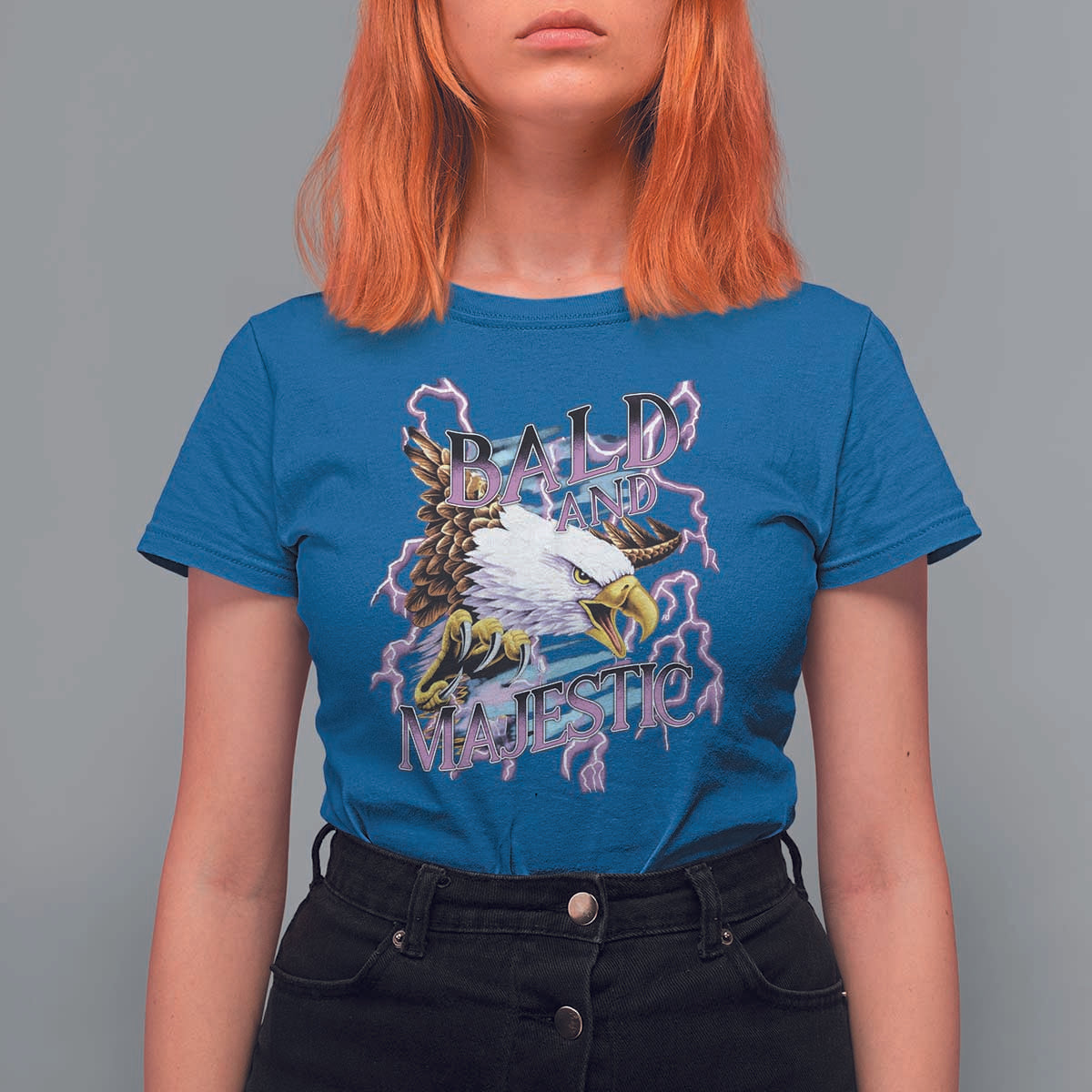 Funny Eagle Bald And Majestic T Shirt For Women Vintage Storm Thunder - Wonder Print Shop