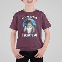 Funny I'll Protect You Kitten No Matter What T Shirt For Kid Alpha Wolf Oddly Specific Meme - Wonder Print Shop