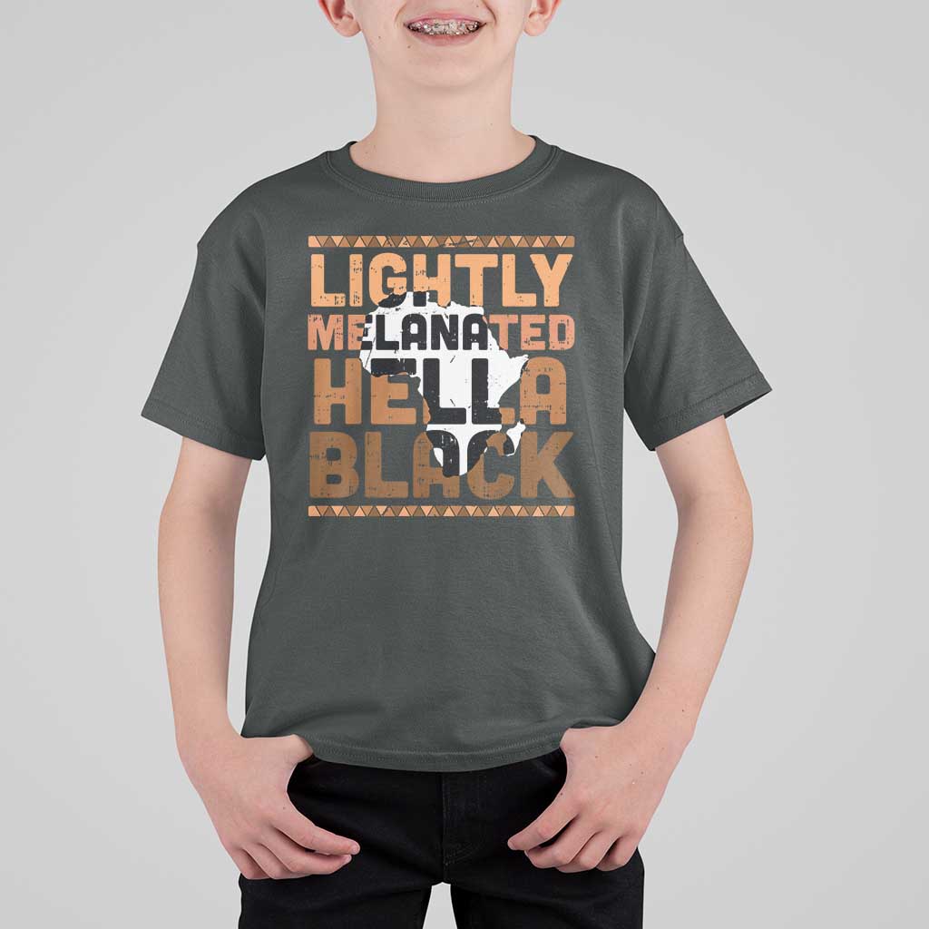 Lightly Melanated Hella Black T Shirt For Kid Melanin African Pride Map Black History