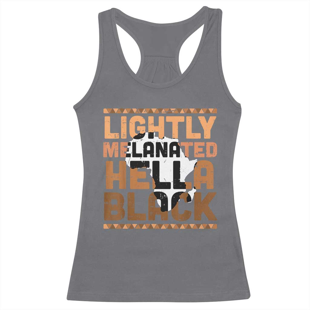 Lightly Melanated Hella Black Racerback Tank Top Melanin African Pride Map Black History