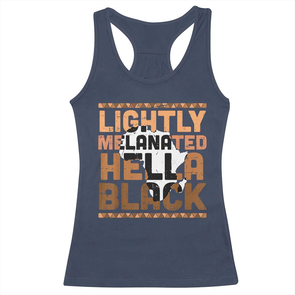 Lightly Melanated Hella Black Racerback Tank Top Melanin African Pride Map Black History