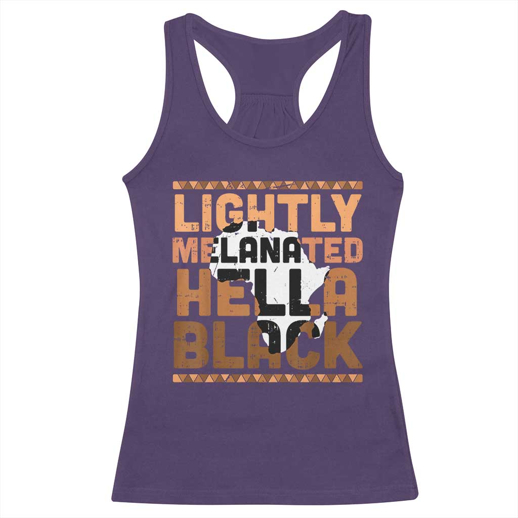 Lightly Melanated Hella Black Racerback Tank Top Melanin African Pride Map Black History