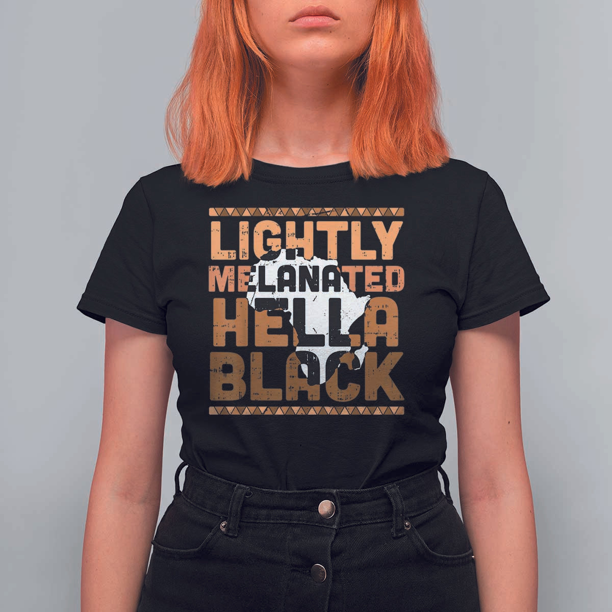 Lightly Melanated Hella Black T Shirt For Women Melanin African Pride Map Black History