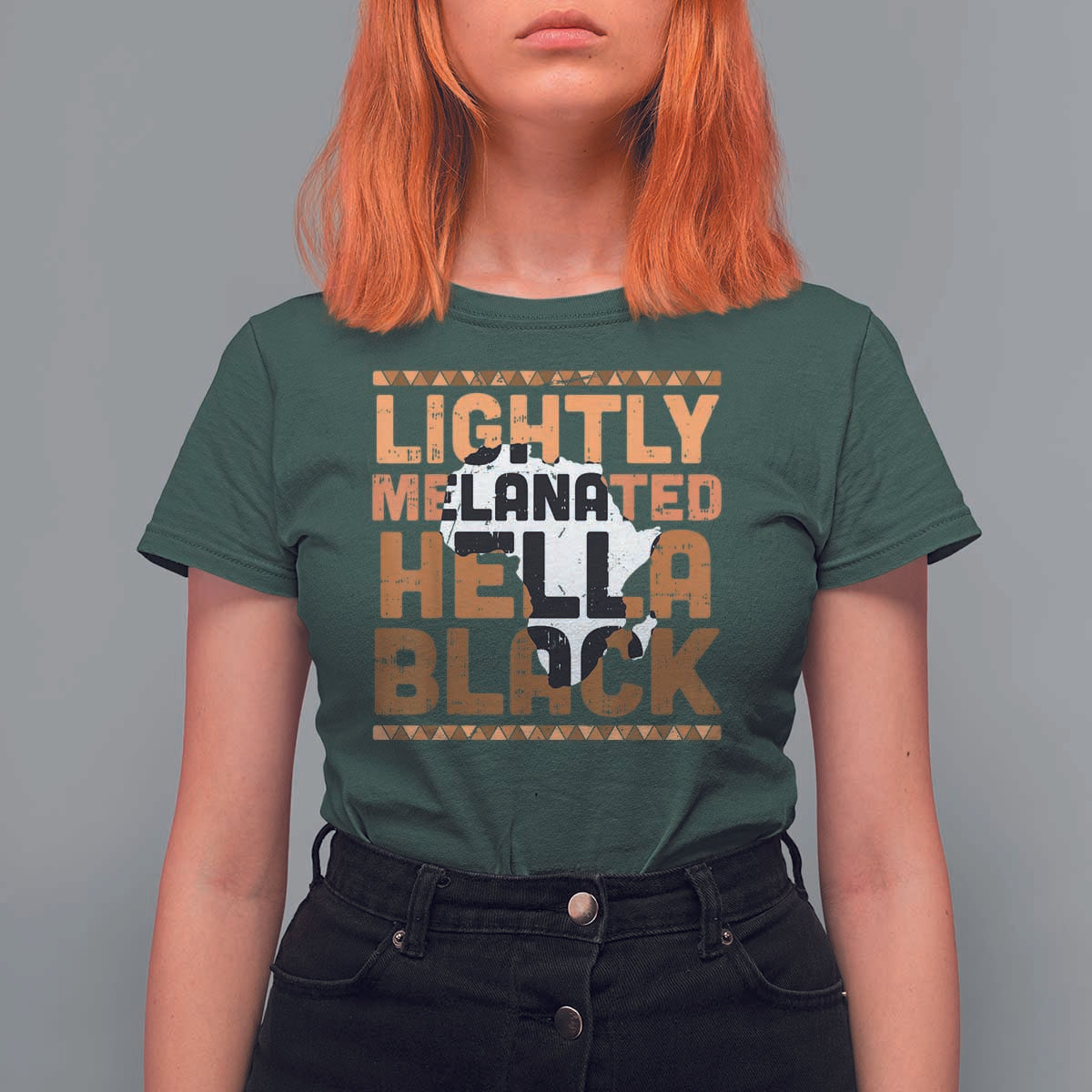 Lightly Melanated Hella Black T Shirt For Women Melanin African Pride Map Black History
