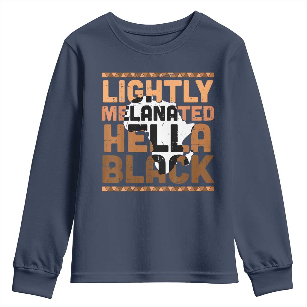 Lightly Melanated Hella Black Youth Sweatshirt Melanin African Pride Map Black History