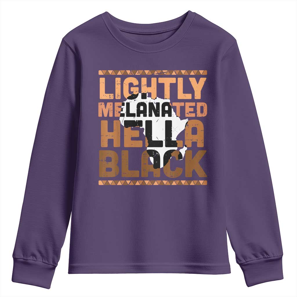 Lightly Melanated Hella Black Youth Sweatshirt Melanin African Pride Map Black History