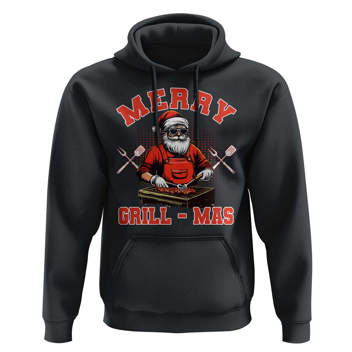 Funny Christmas Grilling Santa Hoodie Merry Grill-Mas BBQ