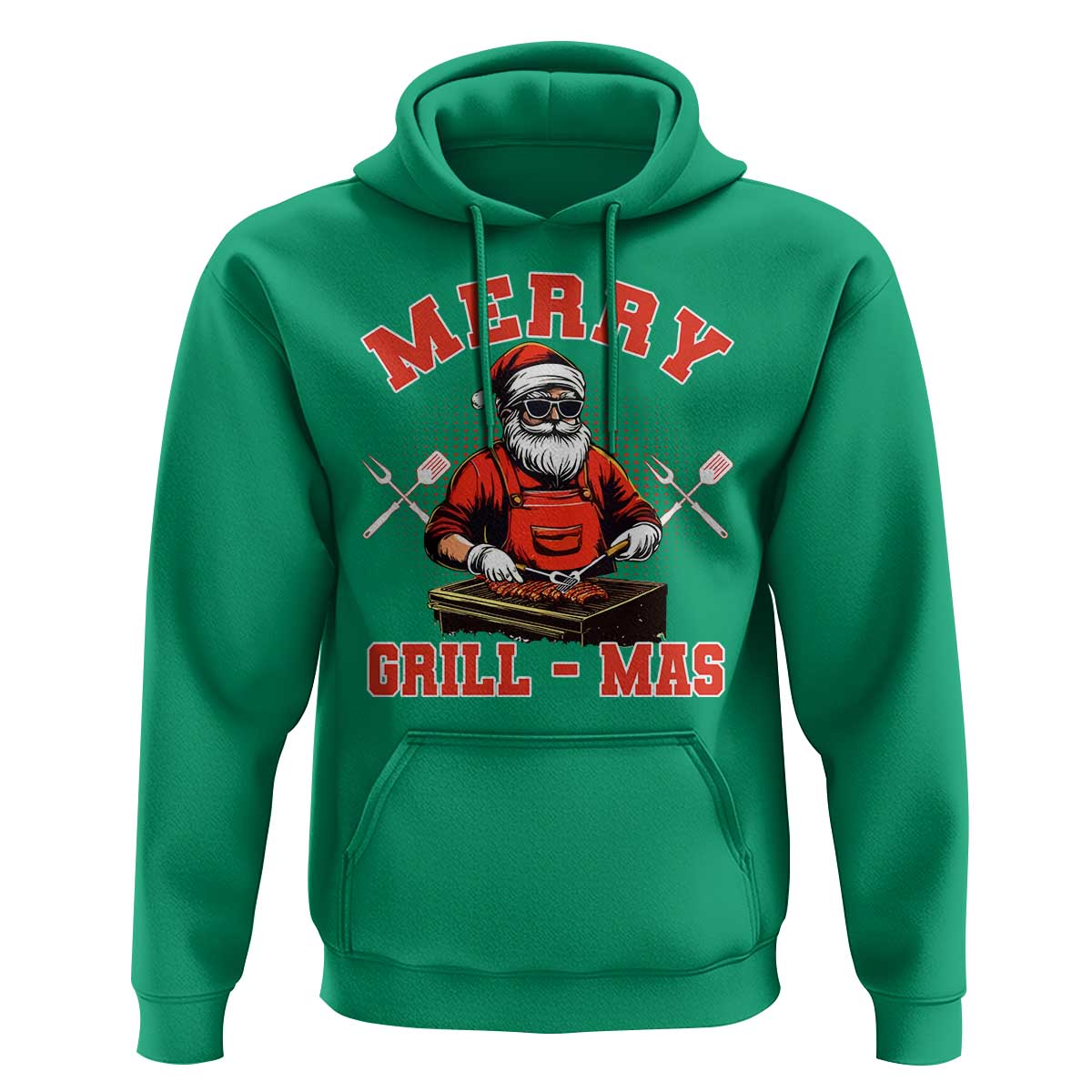 Funny Christmas Grilling Santa Hoodie Merry Grill-Mas BBQ