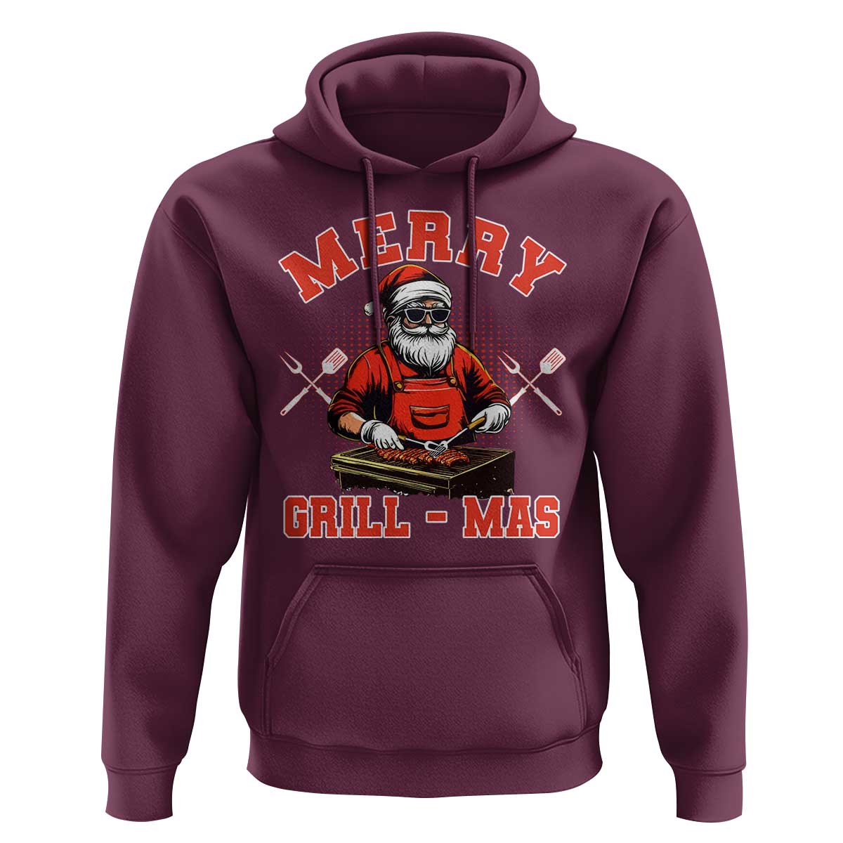 Funny Christmas Grilling Santa Hoodie Merry Grill-Mas BBQ